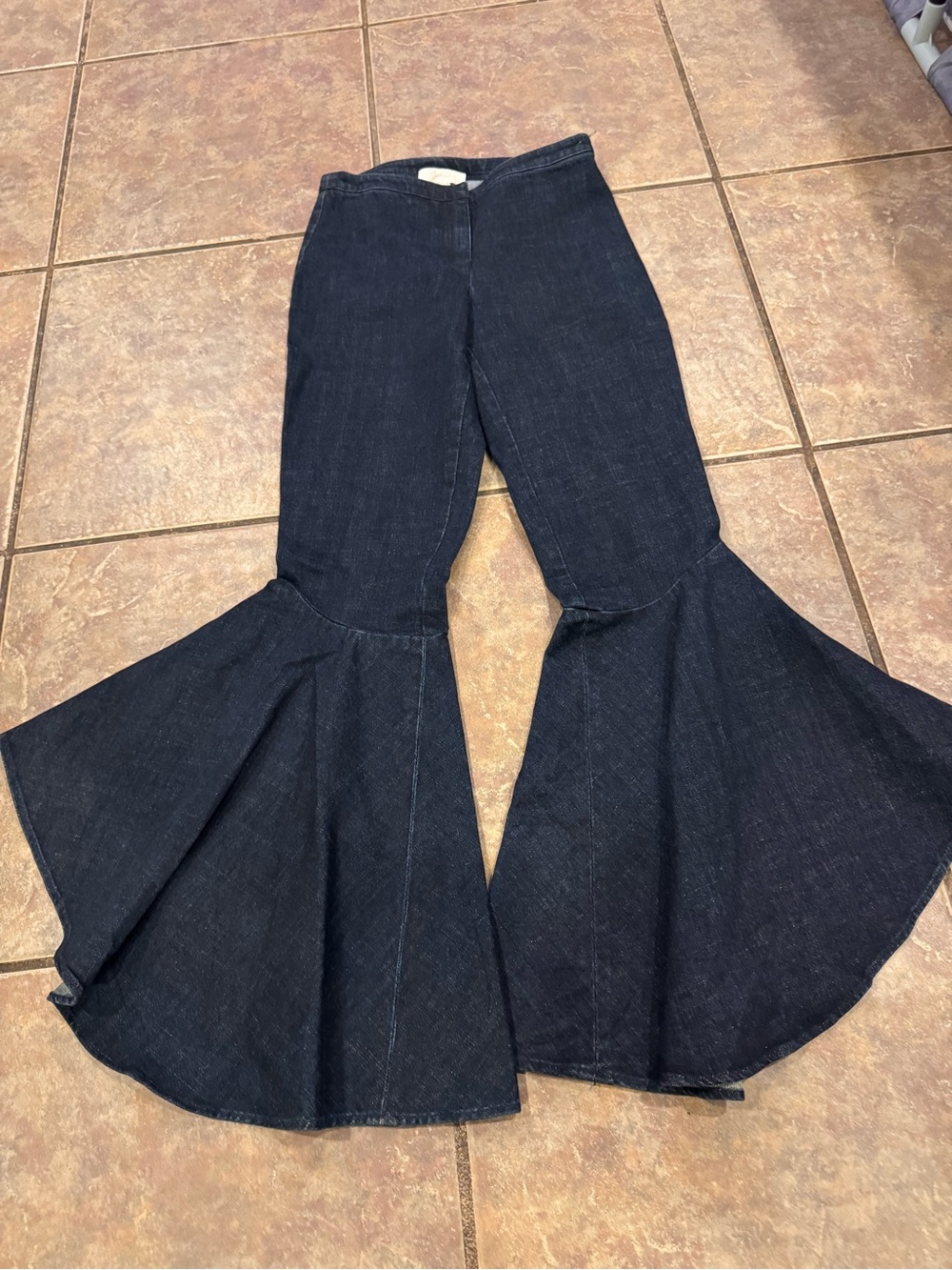 Saks Fifth Ave Scripted High-Rise Denim Bell Flare Jeans with Dramatic Wide Legs